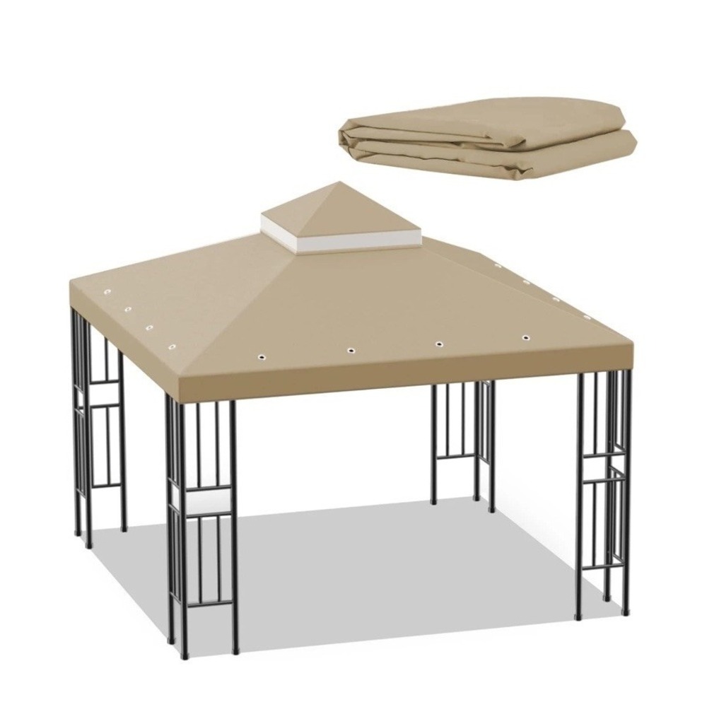 Sumfaller 10X10 FT Gazebo Replacement Canopy Top Cover Double Tiered Canopy Top